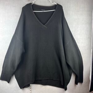 Concepts New York Womens 3XL Sweater V-Neck Black Metallic Cozy Soft Comfort